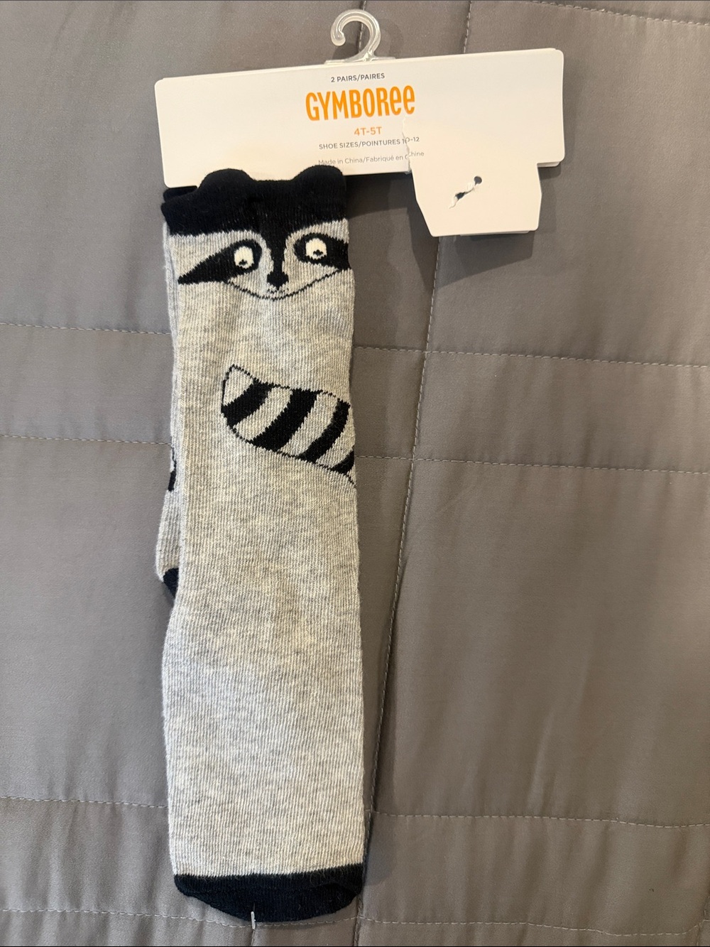 Brand new Gymboree Gray & Black Raccoon Knee-High Socks size 4-5T